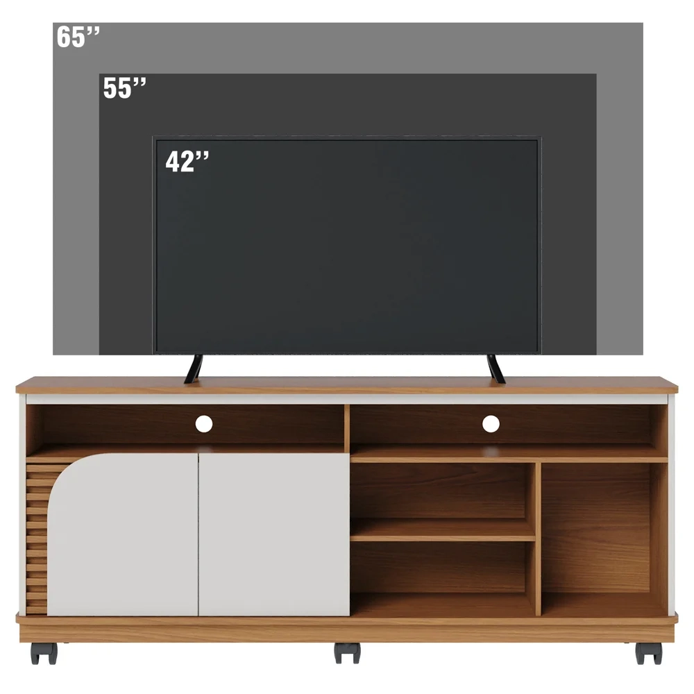 Rack para Sala Bancada de TV 65 Pol 150cm Madrid C05 Freijó/Off White Matte - Mpozenato