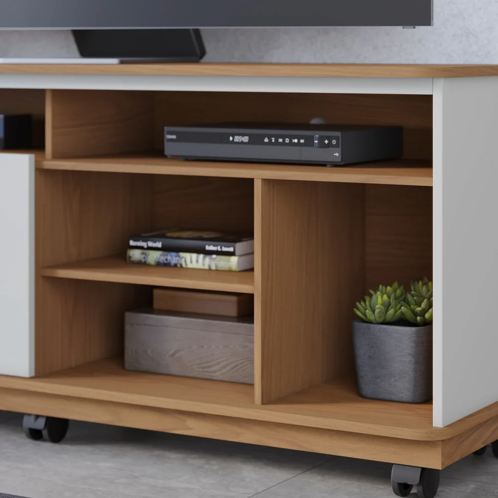 Rack para Sala Bancada de TV 65 Pol 150cm Madrid C05 Freijó/Off White Matte - Mpozenato