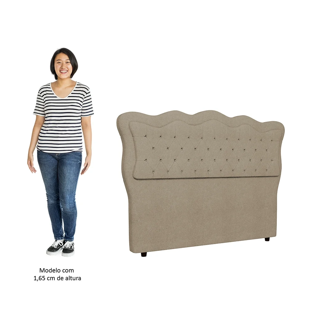 Cabeceira Casal King Cama Box 195cm Oregon Z04 Boucle Capuccino - Mpozenato