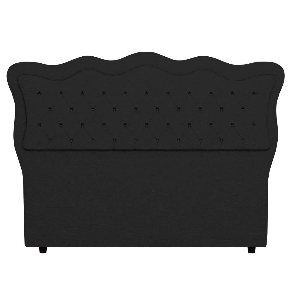Cabeceira Casal King Cama Box 195cm Oregon Z04 Linho Preto - Mpozenato