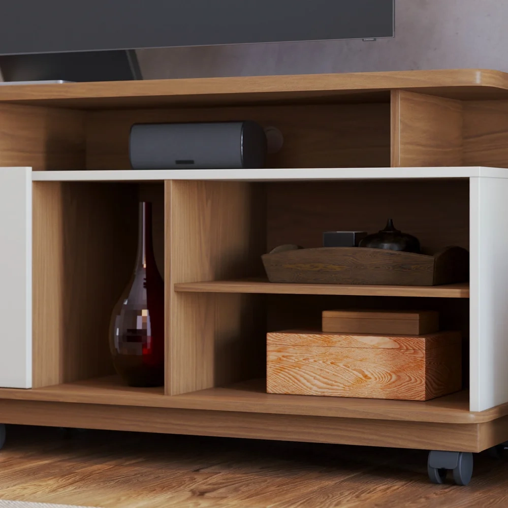 Rack para Sala Bancada de TV 75 Pol 180cm Madrid C05 Freijó/Off White Matte - Mpozenato