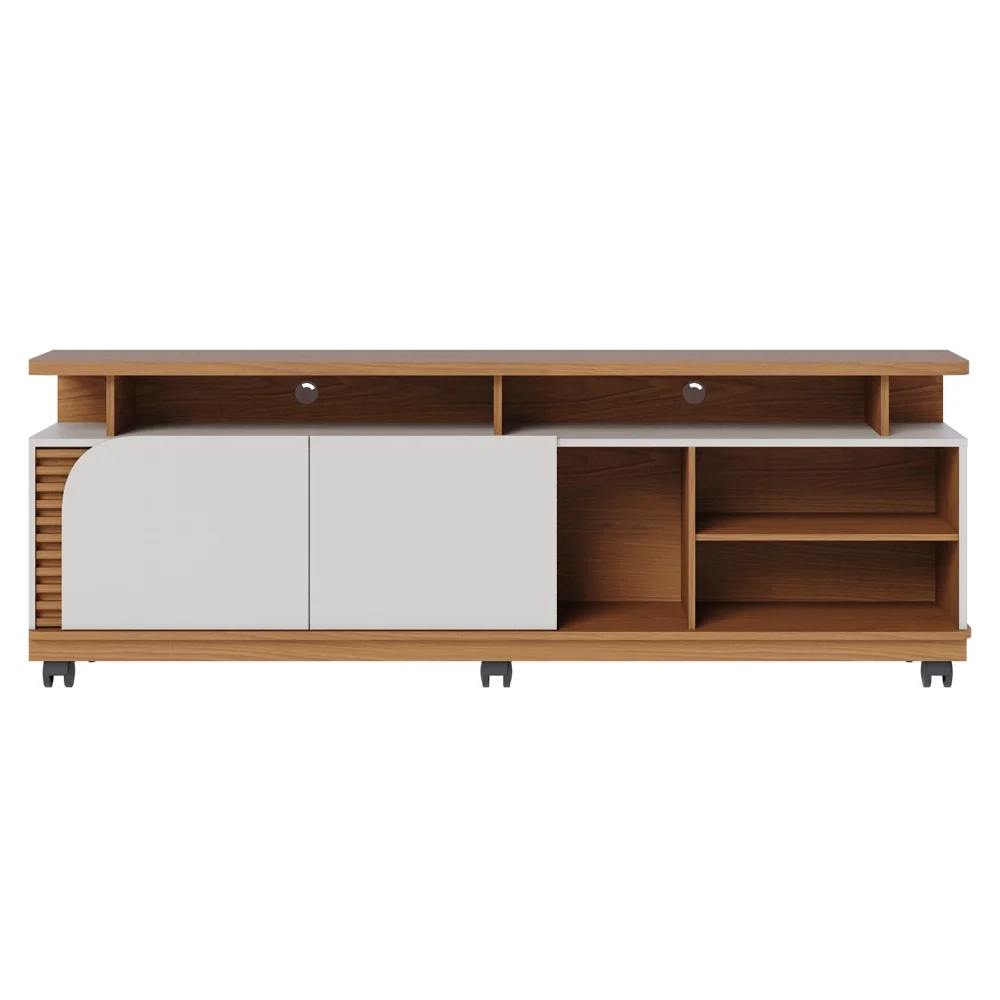 Rack para Sala Bancada de TV 75 Pol 180cm Madrid C05 Freijó/Off White Matte - Mpozenato