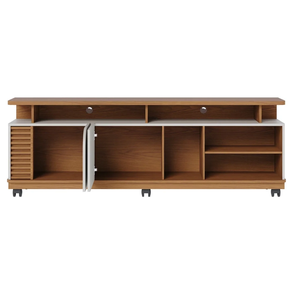 Rack para Sala Bancada de TV 75 Pol 180cm Madrid C05 Freijó/Off White Matte - Mpozenato