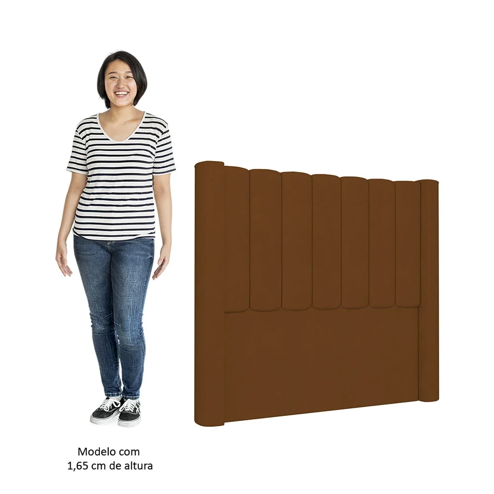 Cabeceira Casal Cama Box 140cm Claire Z04 Veludo Terracota - Mpozenato