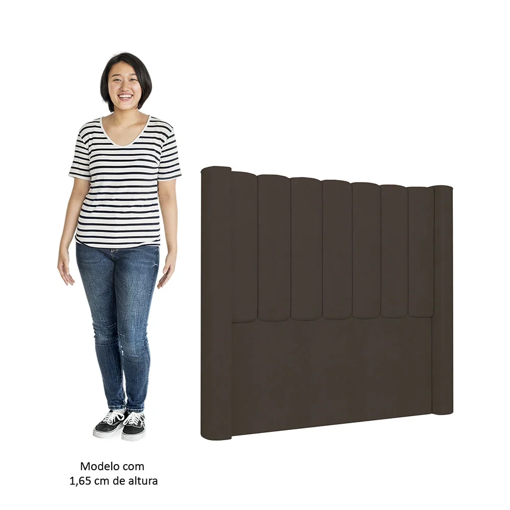 Cabeceira Casal Cama Box 140cm Claire Z04 Veludo Marrom - Mpozenato