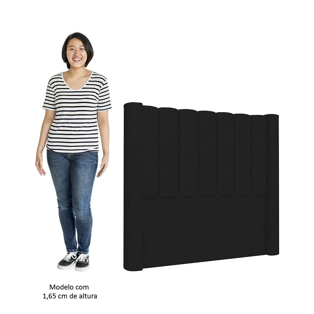 Cabeceira Casal Cama Box 140cm Claire Z04 Veludo Preto - Mpozenato