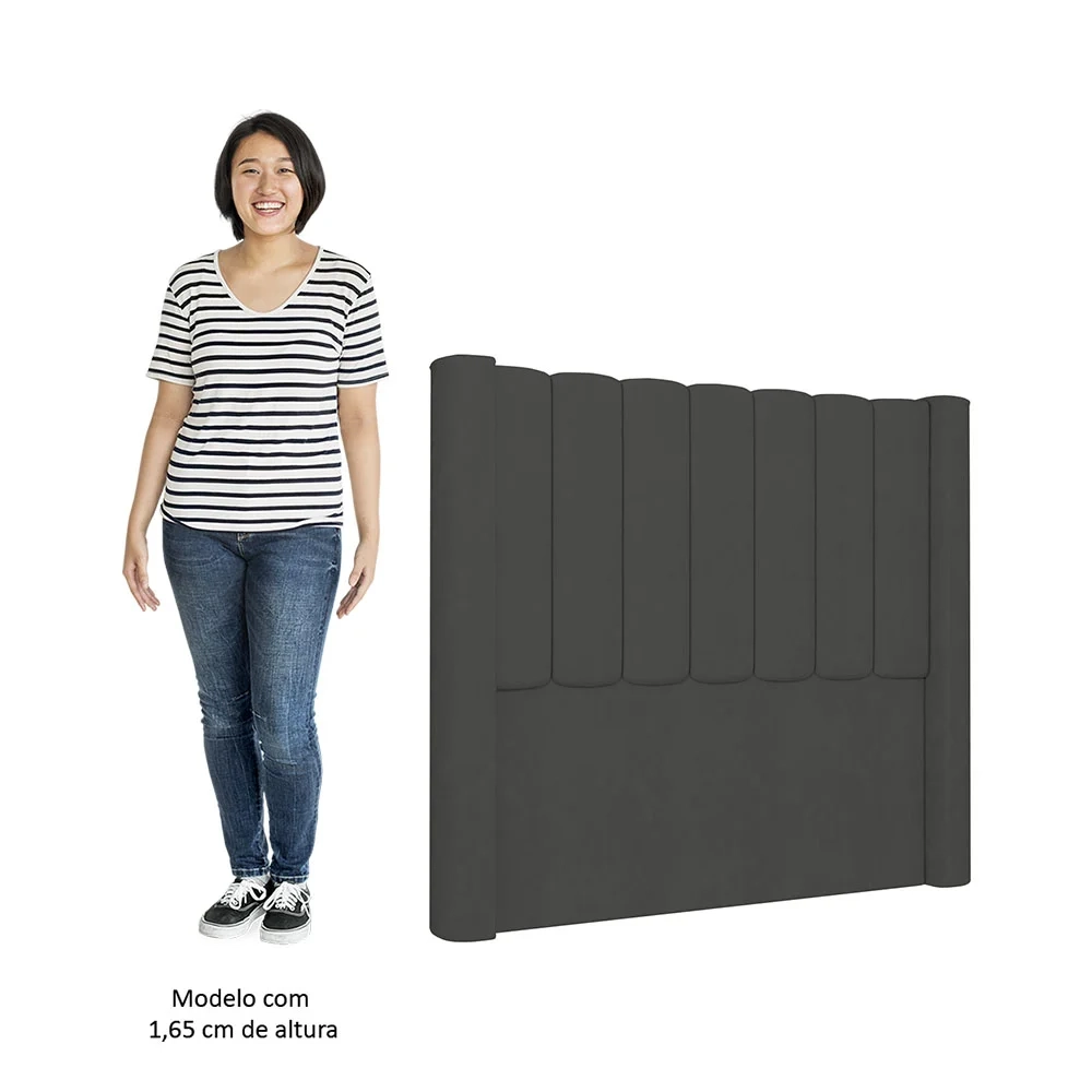 Cabeceira Casal Queen Cama Box 160cm Claire Z04 Veludo Grafite - Mpozenato