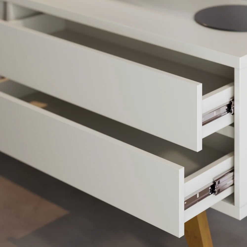 Rack para Sala Bancada de TV 75 Pol 200cm Itália C05 Off White Matte - Mpozenato