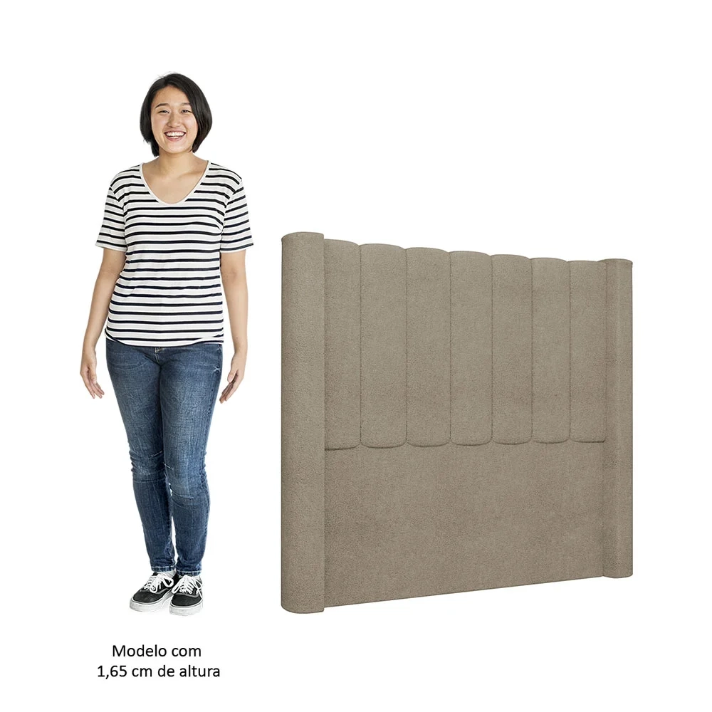Cabeceira Casal King Cama Box 195cm Claire Z04 Boucle Capuccino - Mpozenato