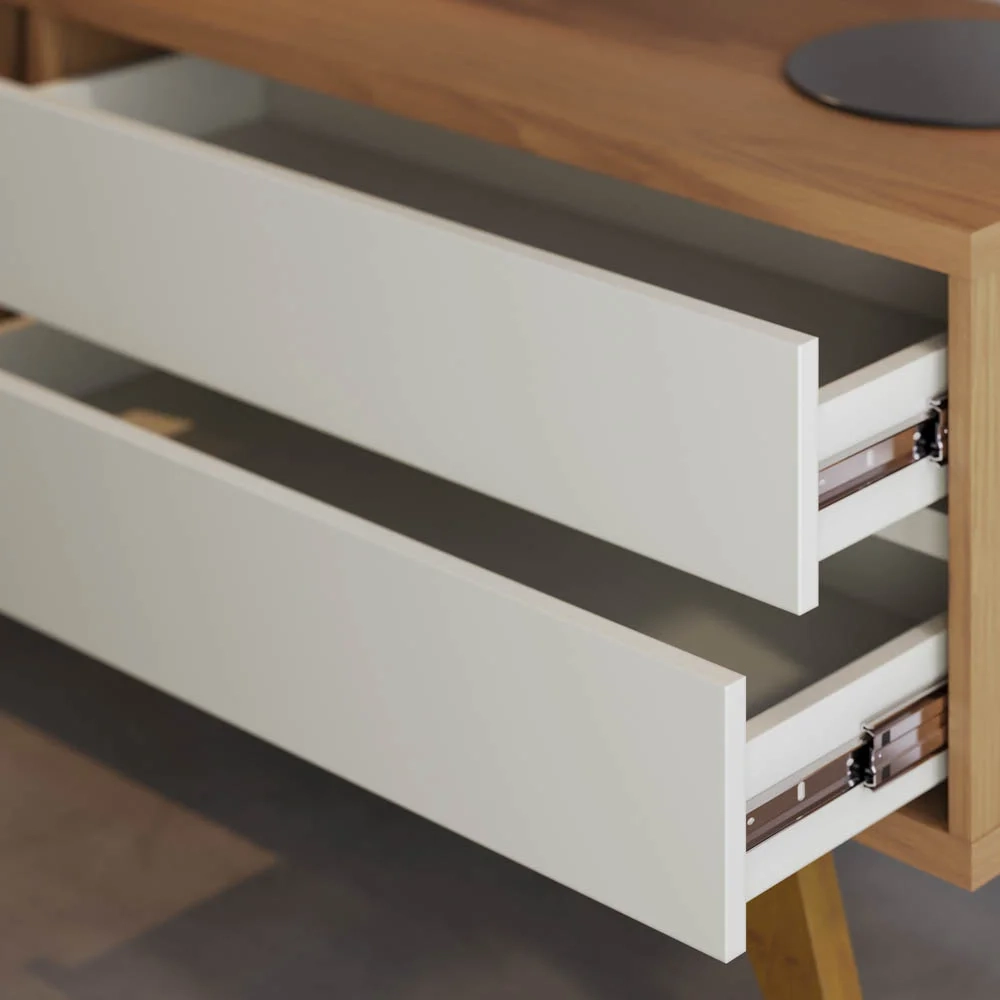 Rack para Sala Bancada de TV 75 Pol 200cm Itália C05 Freijó/Off White Matte - Mpozenato