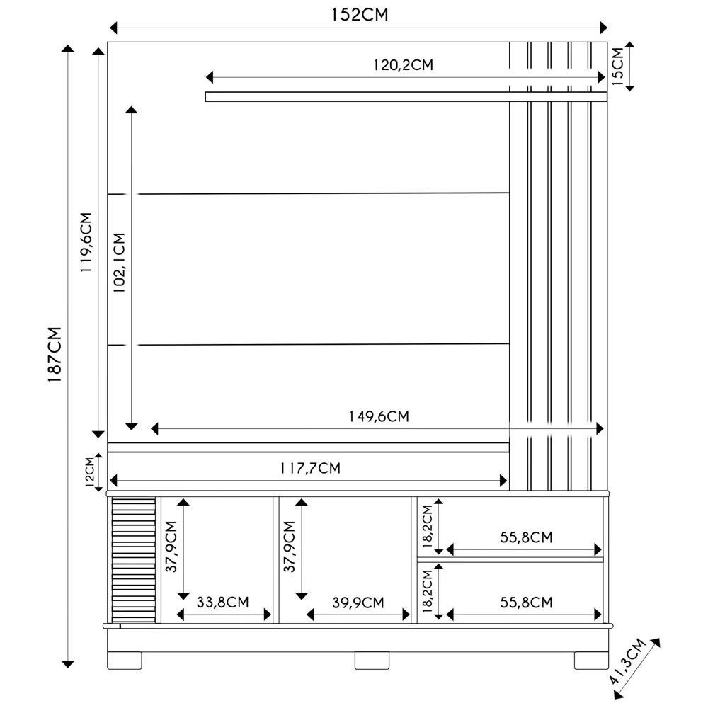 Estante Painel para TV 65 Pol Madrid C05 Off White Matte/Freijó - Mpozenato