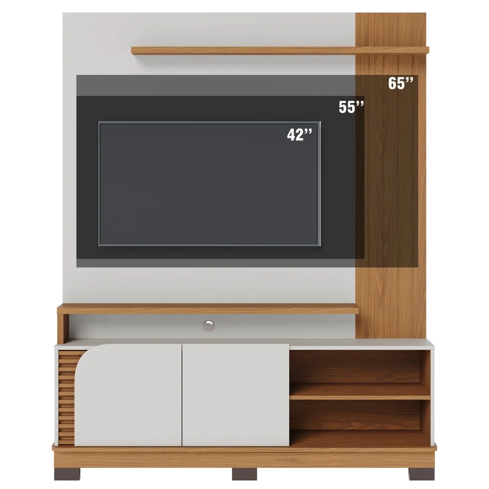 Estante Painel para TV 65 Pol Madrid C05 Off White Matte/Freijó - Mpozenato