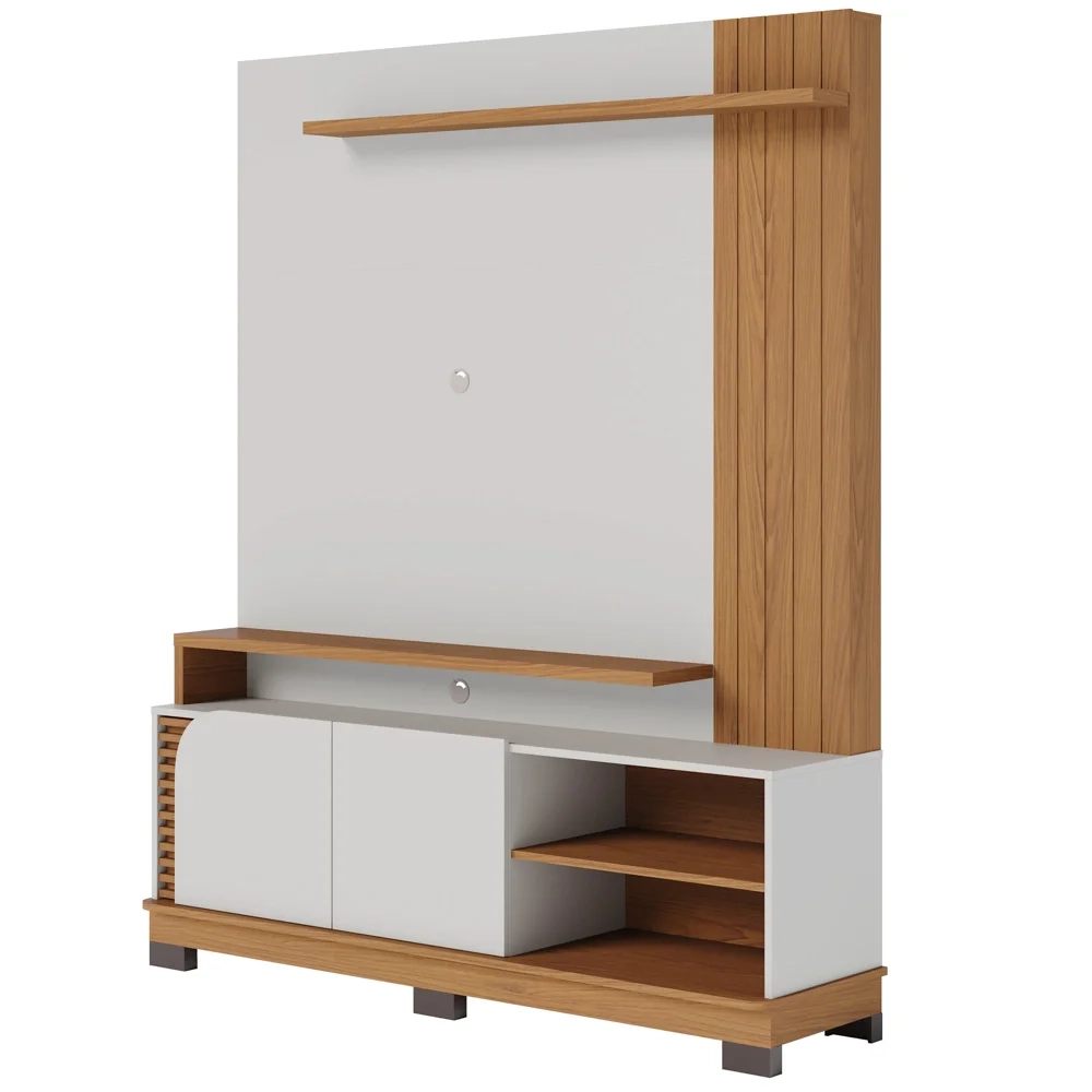 Estante Painel para TV 65 Pol Madrid C05 Off White Matte/Freijó - Mpozenato