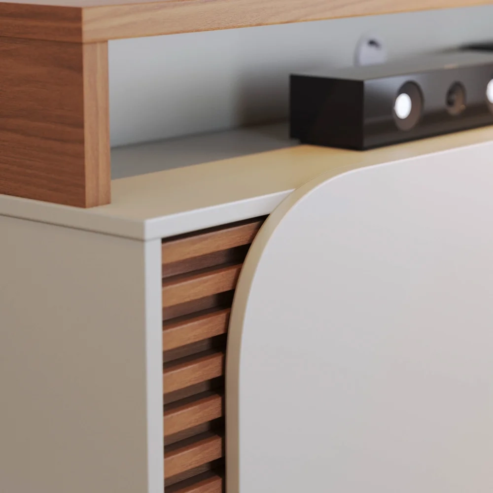 Estante Painel para TV 65 Pol Madrid C05 Off White Matte/Freijó - Mpozenato