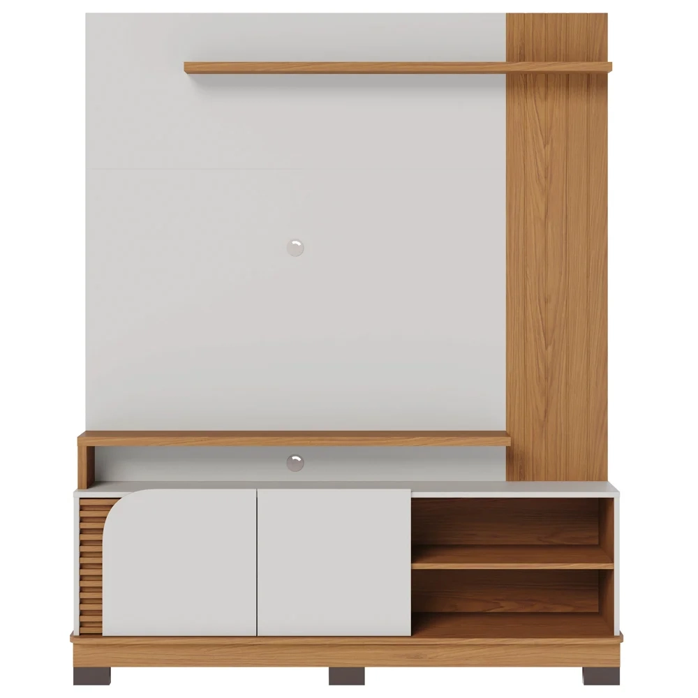 Estante Painel para TV 65 Pol Madrid C05 Off White Matte/Freijó - Mpozenato