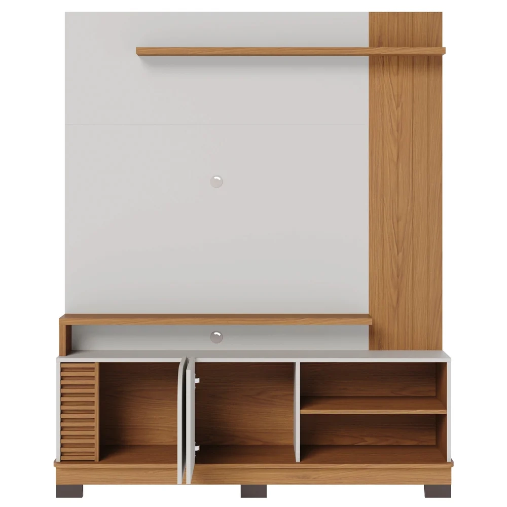 Estante Painel para TV 65 Pol Madrid C05 Off White Matte/Freijó - Mpozenato