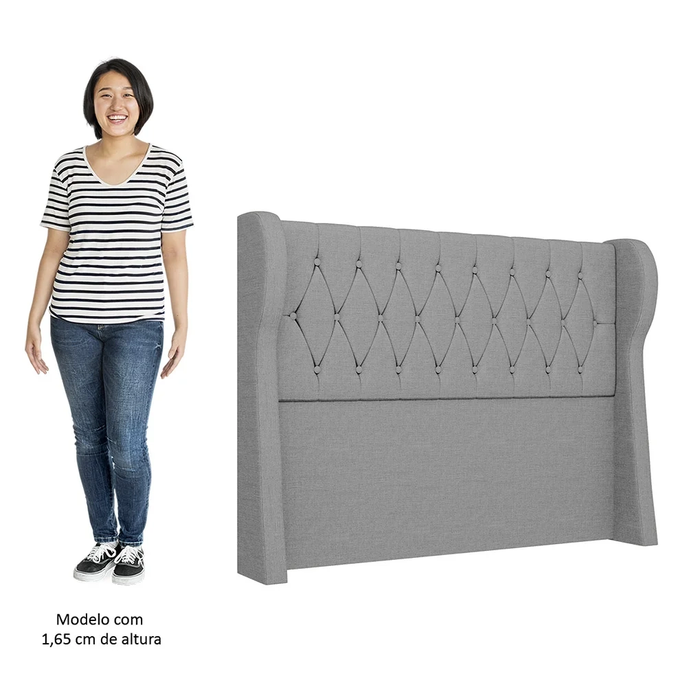 Cabeceira Casal Cama Box 140cm Malva Z04 Linho Cinza - Mpozenato