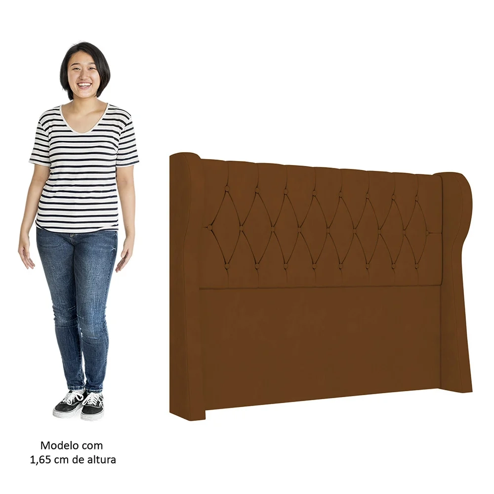 Cabeceira Casal Cama Box 140cm Malva Z04 Veludo Terracota - Mpozenato