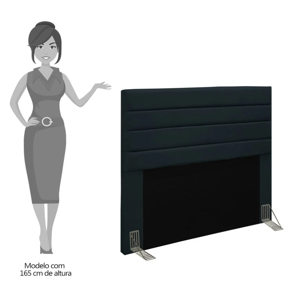 Cabeceira Cama Box Casal Queen 160cm Rubi W01 Suede Preto - Mpozenato