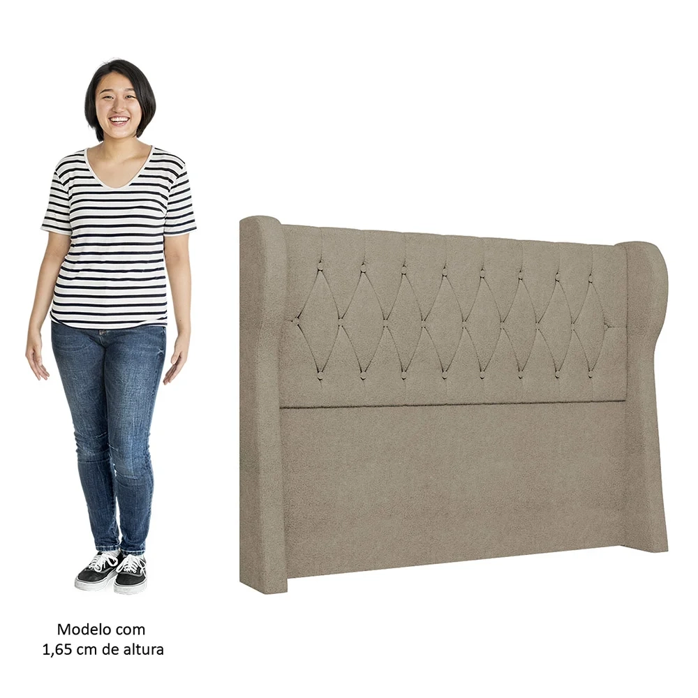 Cabeceira Casal Queen Cama Box 160cm Malva Z04 Boucle Capuccino - Mpozenato