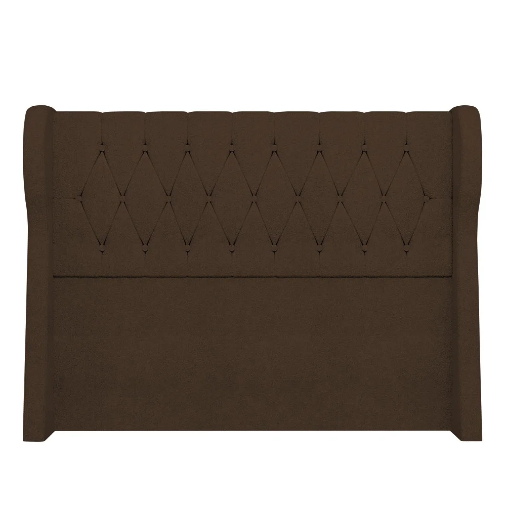 Cabeceira Casal King Cama Box 195cm Malva Z04 Boucle Marrom - Mpozenato