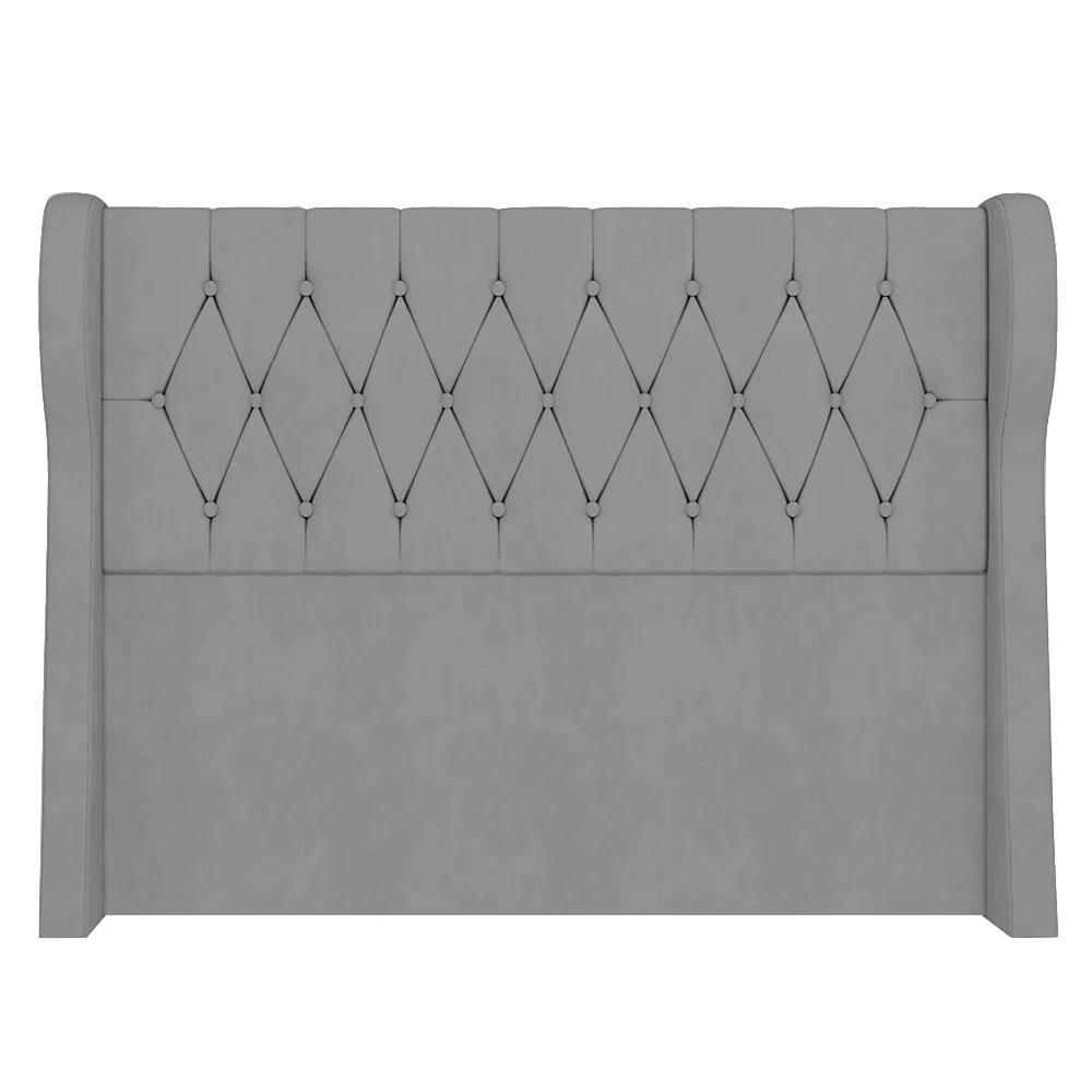 Cabeceira Casal King Cama Box 195cm Malva Z04 Veludo Cinza - Mpozenato