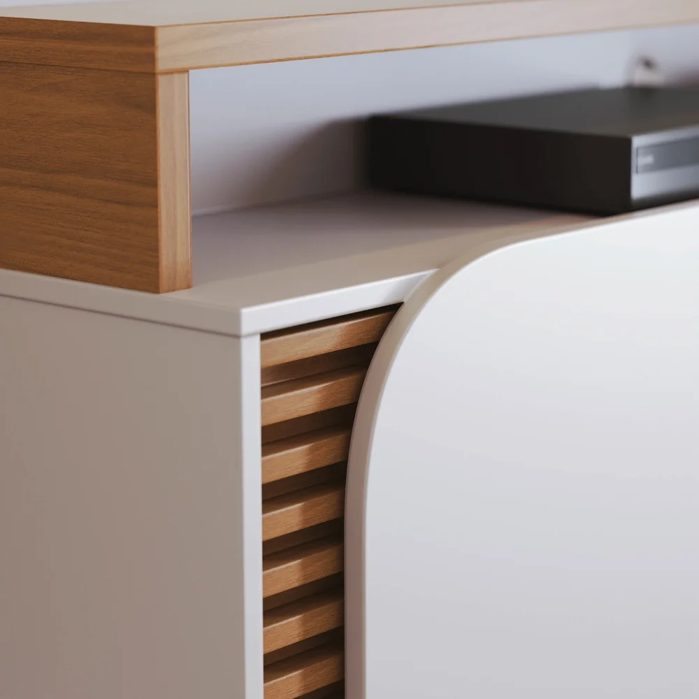 Estante Painel para TV 75 Pol Madrid C05 Off White Matte/Freijó - Mpozenato