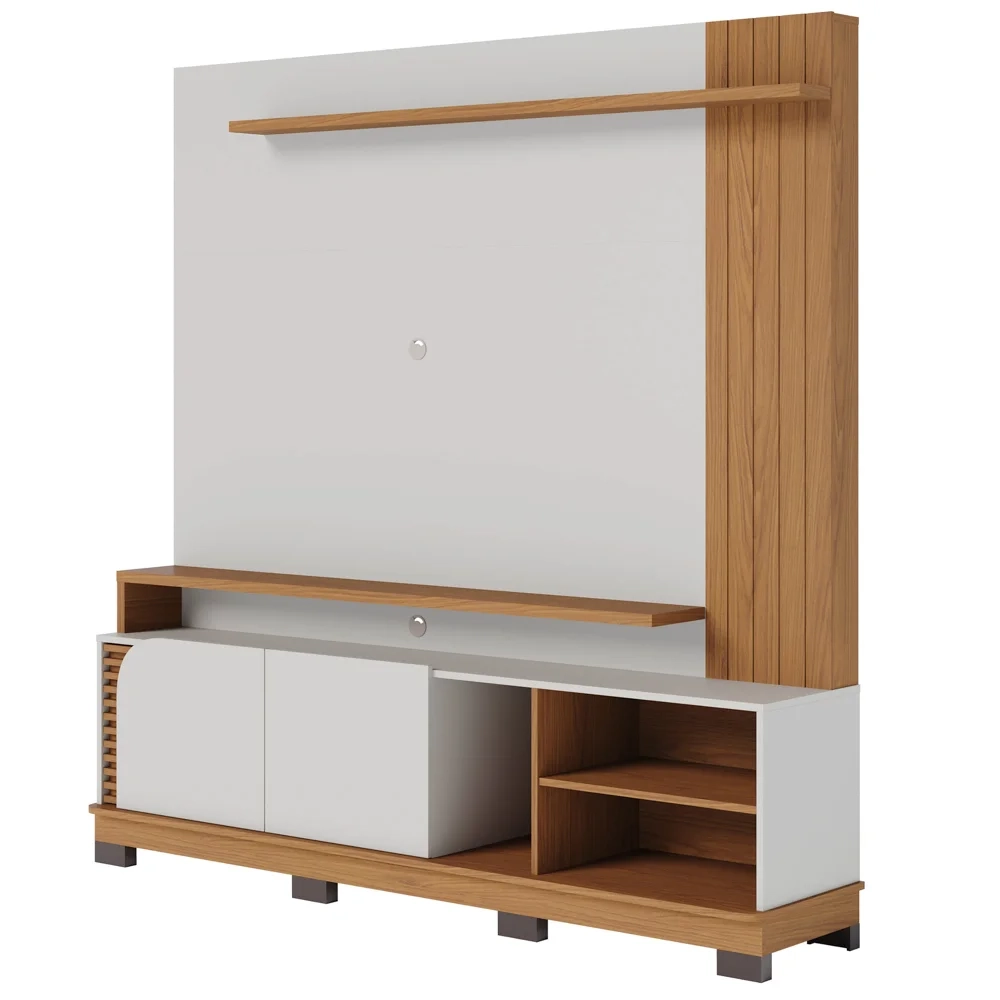 Estante Painel para TV 75 Pol Madrid C05 Off White Matte/Freijó - Mpozenato