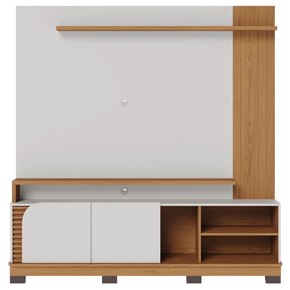 Estante Painel para TV 75 Pol Madrid C05 Off White Matte/Freijó - Mpozenato