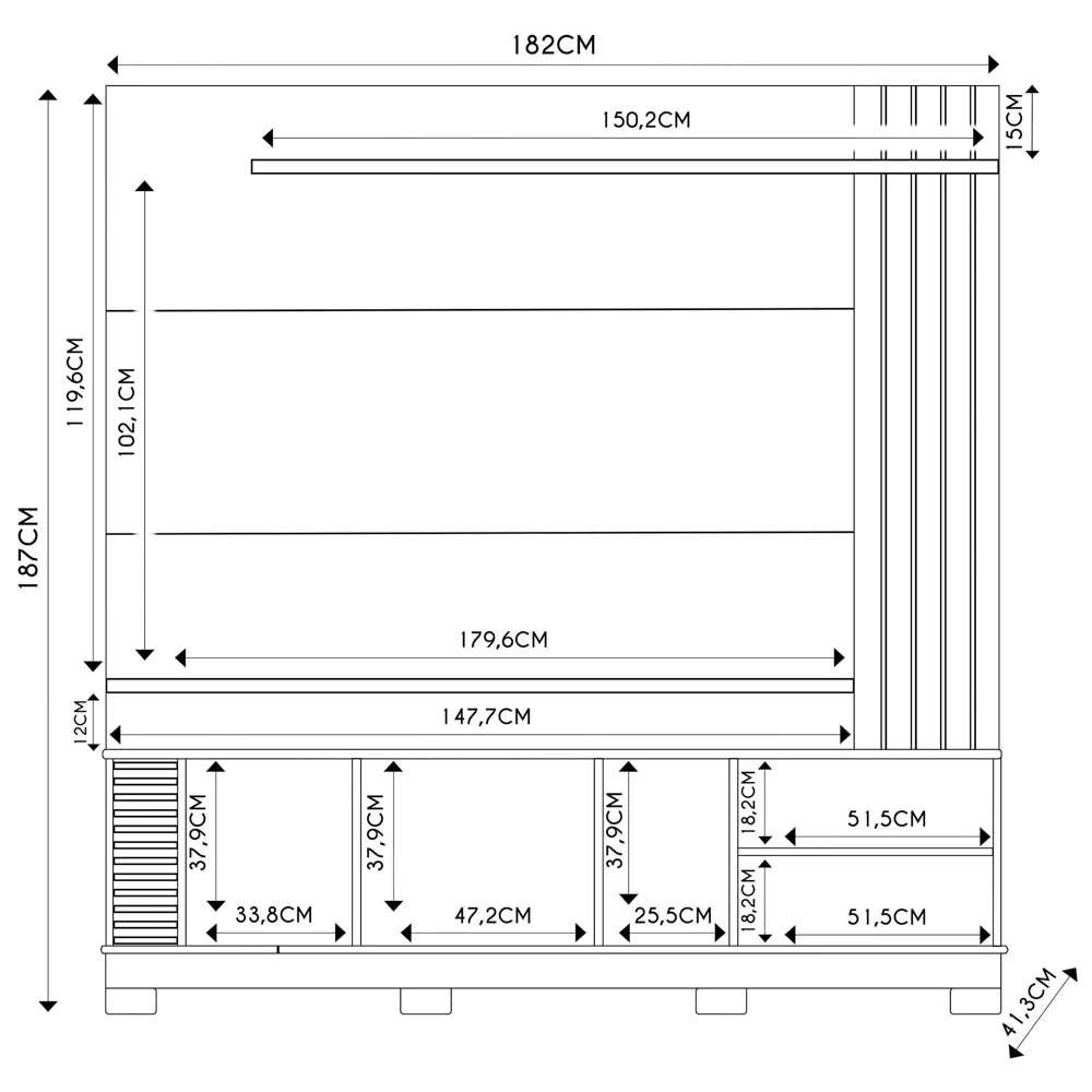 Estante Painel para TV 75 Pol Madrid C05 Off White Matte/Freijó - Mpozenato