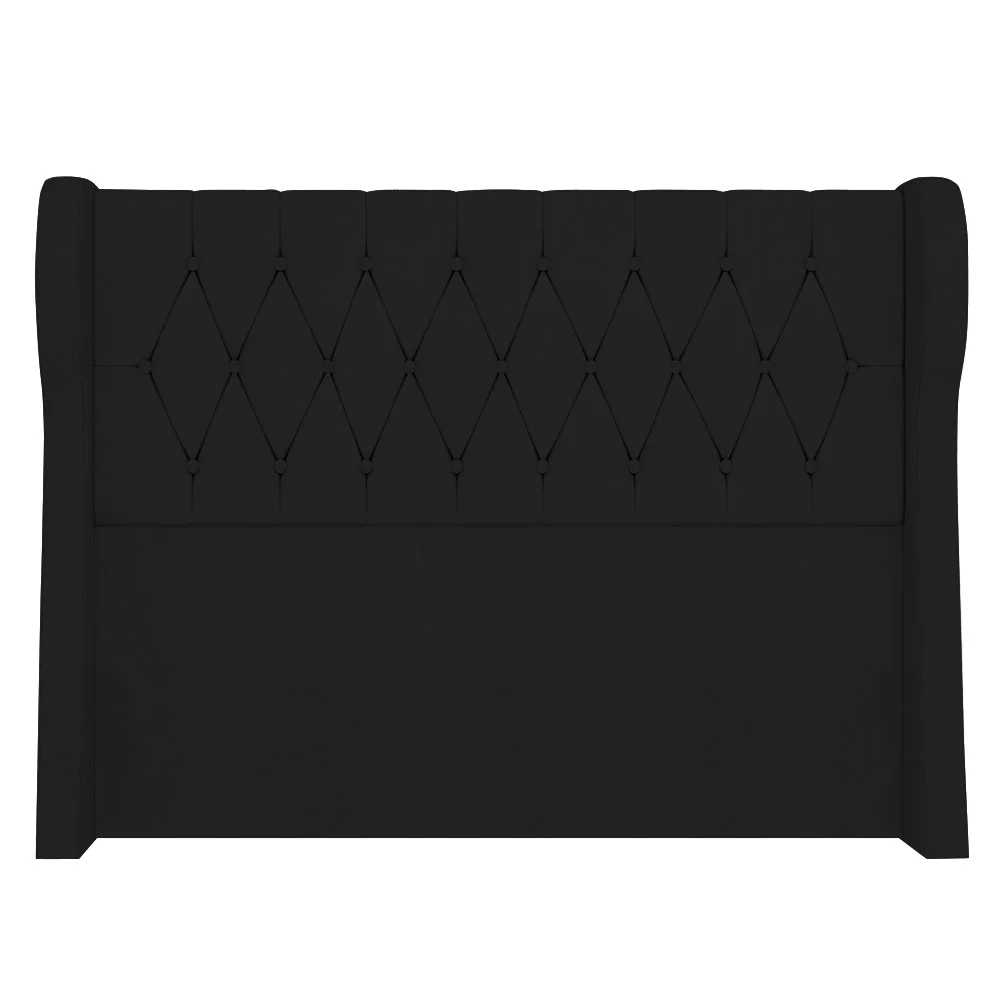 Cabeceira Casal King Cama Box 195cm Malva Z04 Veludo Preto - Mpozenato