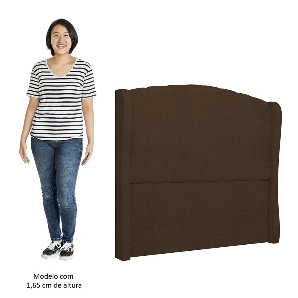 Cabeceira Casal Cama Box 140cm Glenda Z04 Boucle Marrom - Mpozenato