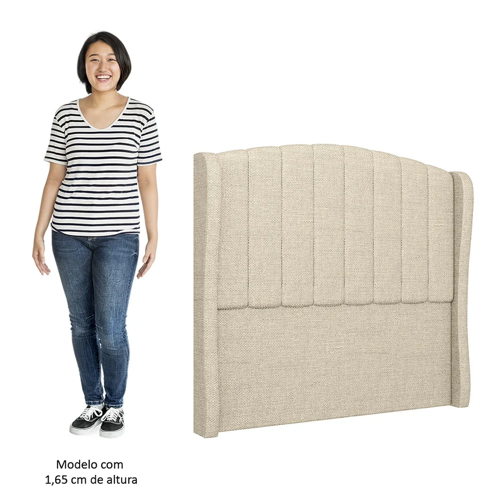 Cabeceira Casal Queen Cama Box 160cm Glenda Z04 Linho Bege - Mpozenato