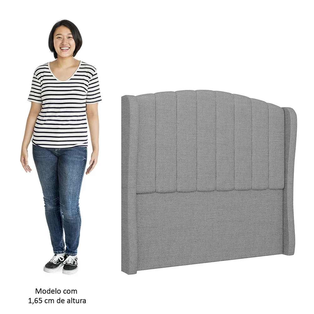 Cabeceira Casal Queen Cama Box 160cm Glenda Z04 Linho Cinza - Mpozenato