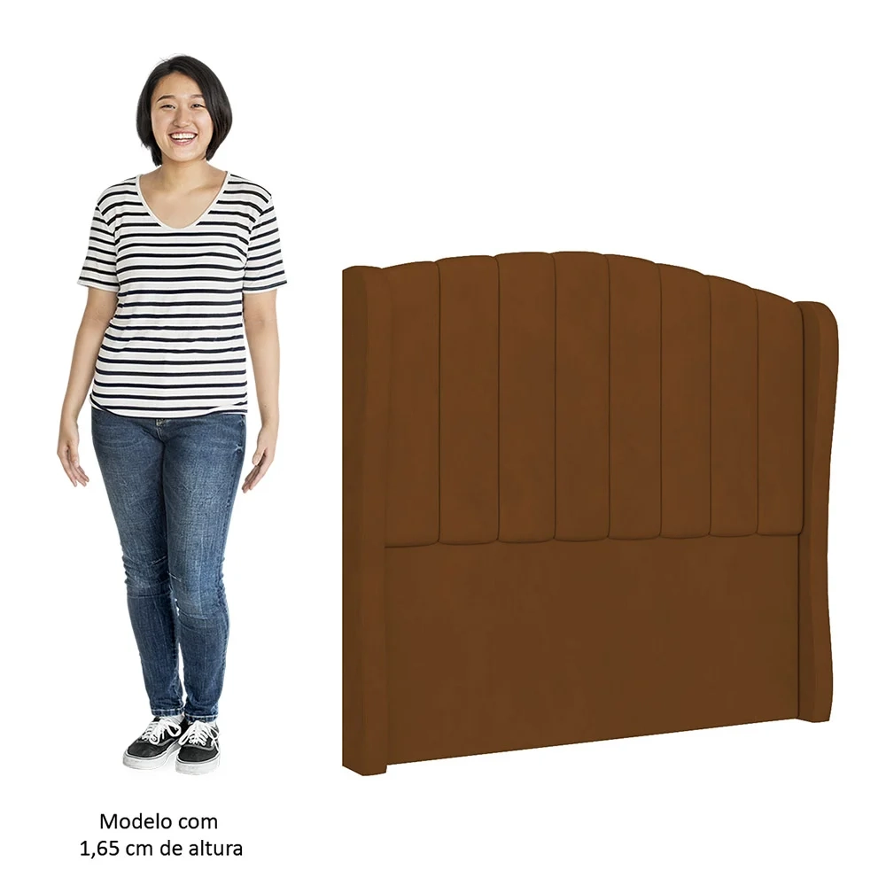 Cabeceira Casal King Cama Box 195cm Glenda Z04 Veludo Terracota - Mpozenato