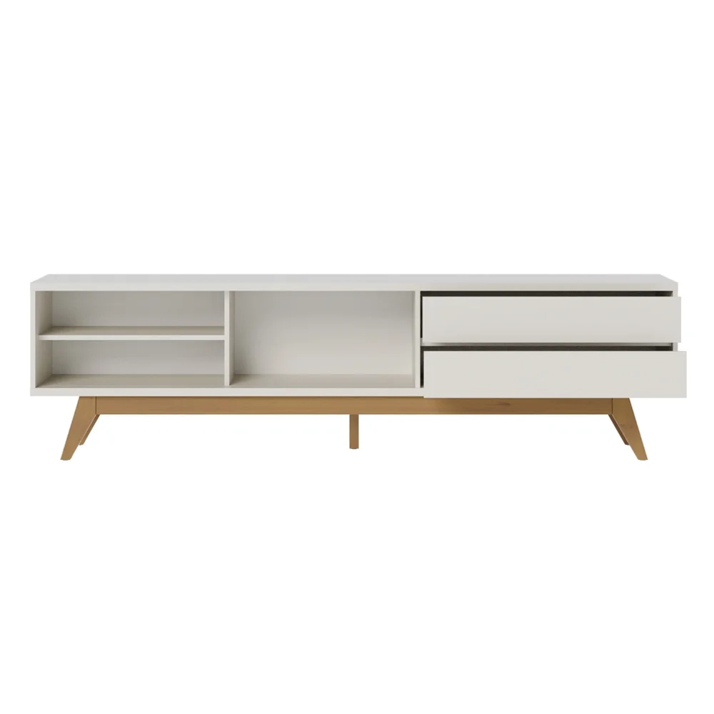 Painel para TV 75 Pol Chile e Rack Bancada Itália C05 Off White Matte/Freijó - Mpozenato