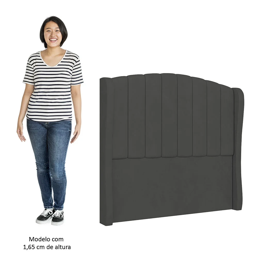 Cabeceira Casal King Cama Box 195cm Glenda Z04 Veludo Grafite - Mpozenato