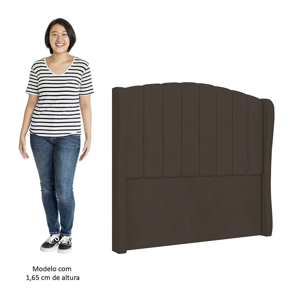 Cabeceira Casal King Cama Box 195cm Glenda Z04 Veludo Marrom - Mpozenato
