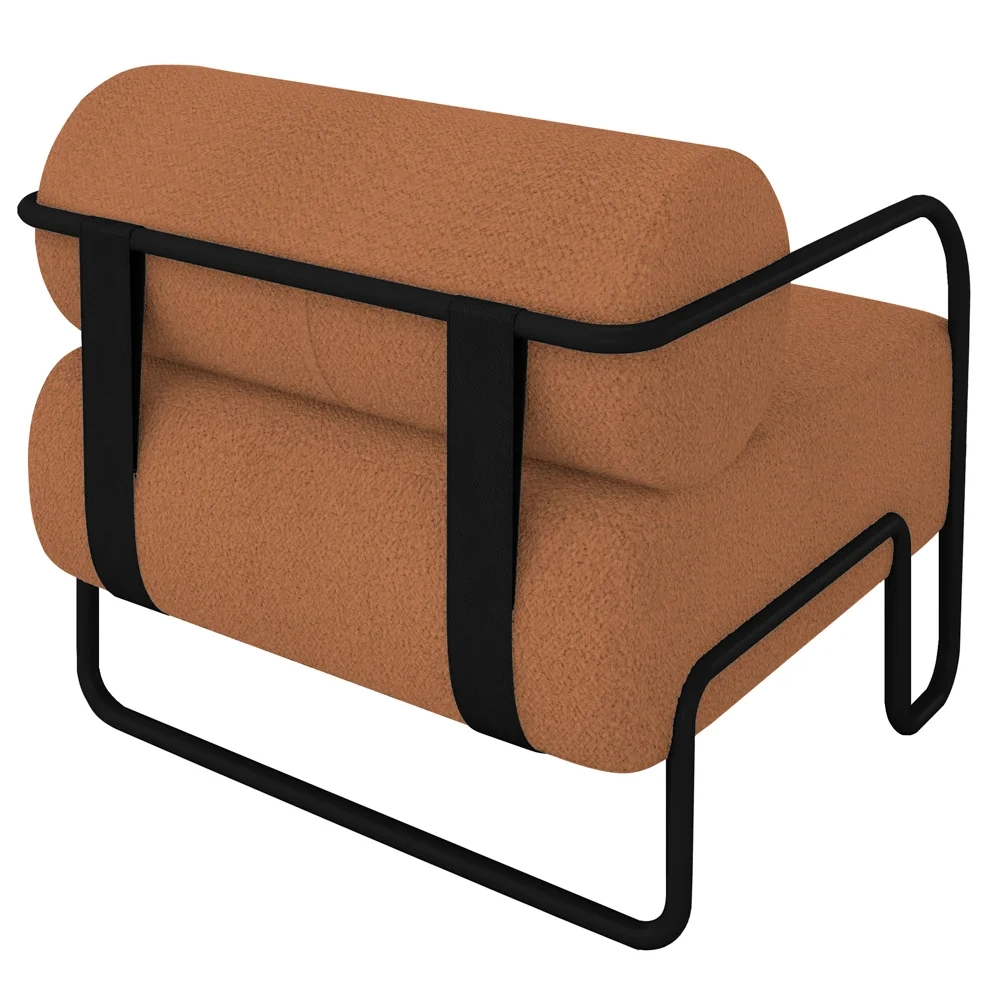 Poltrona Decorativa para Sala Industrial Kira Z08 Boucle Terracota - Mpozenato