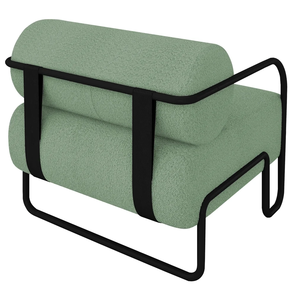 Poltrona Decorativa para Sala Industrial Kira Z08 Boucle Oliva - Mpozenato