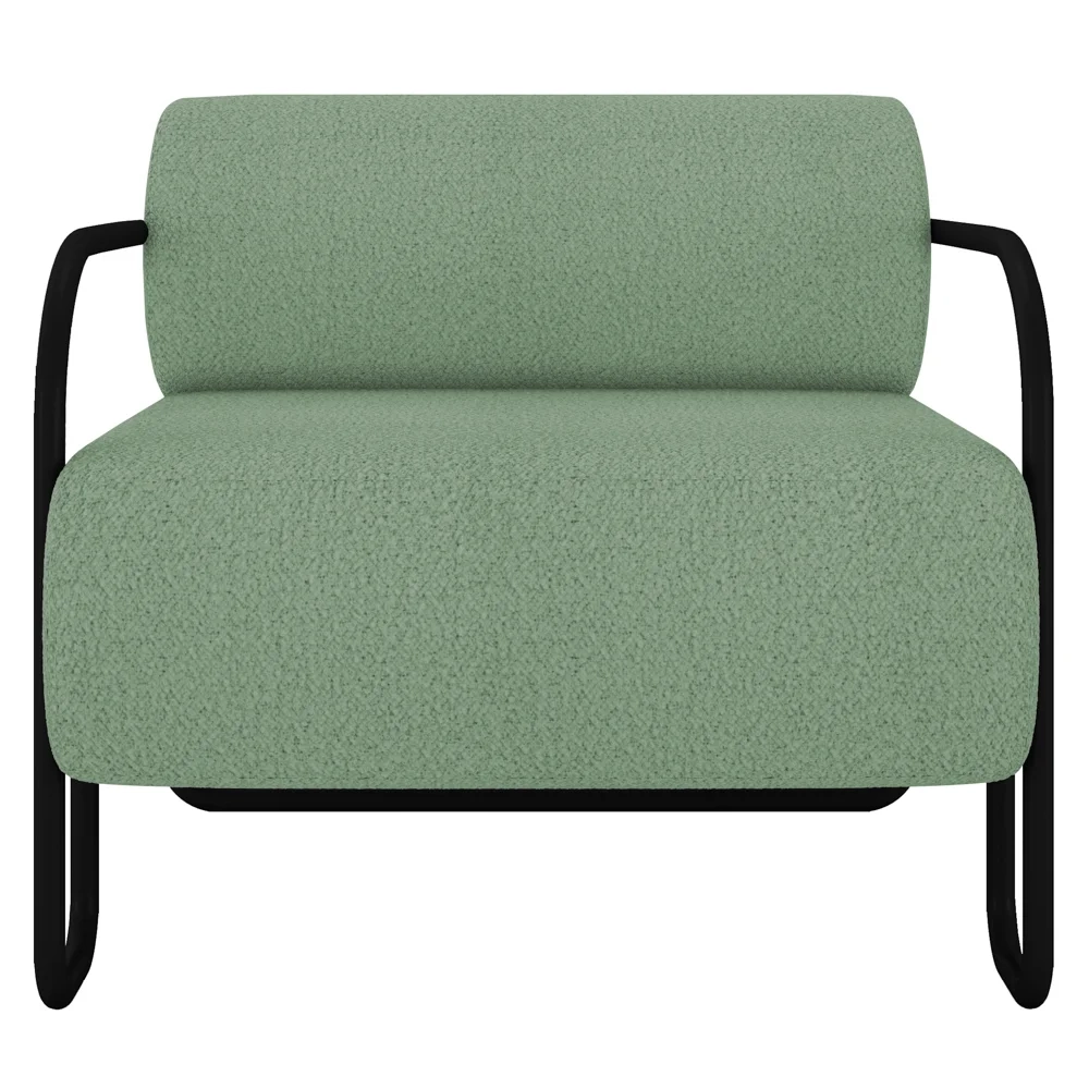 Poltrona Decorativa para Sala Industrial Kira Z08 Boucle Oliva - Mpozenato