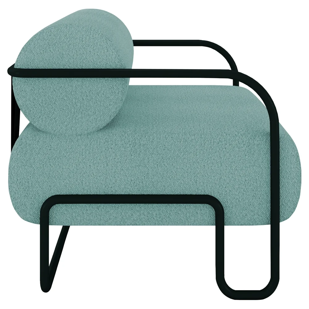 Poltrona Decorativa para Sala Industrial Kira Z08 Boucle Azul - Mpozenato