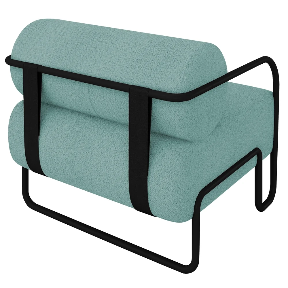 Poltrona Decorativa para Sala Industrial Kira Z08 Boucle Azul - Mpozenato