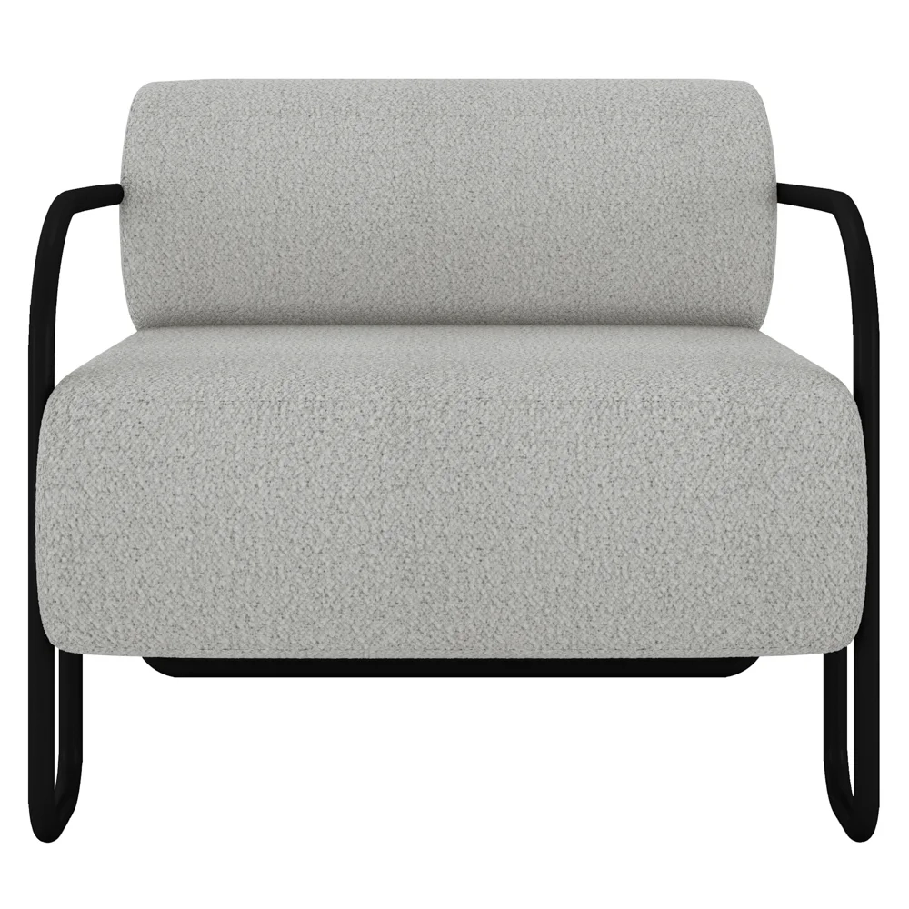 Poltrona Decorativa para Sala Industrial Kira Z08 Boucle Cinza Claro - Mpozenato