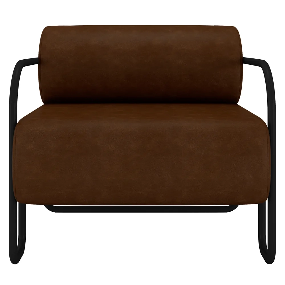 Poltrona Decorativa Industrial Kira Z08 Sintético Marrom Escuro - Mpozenato