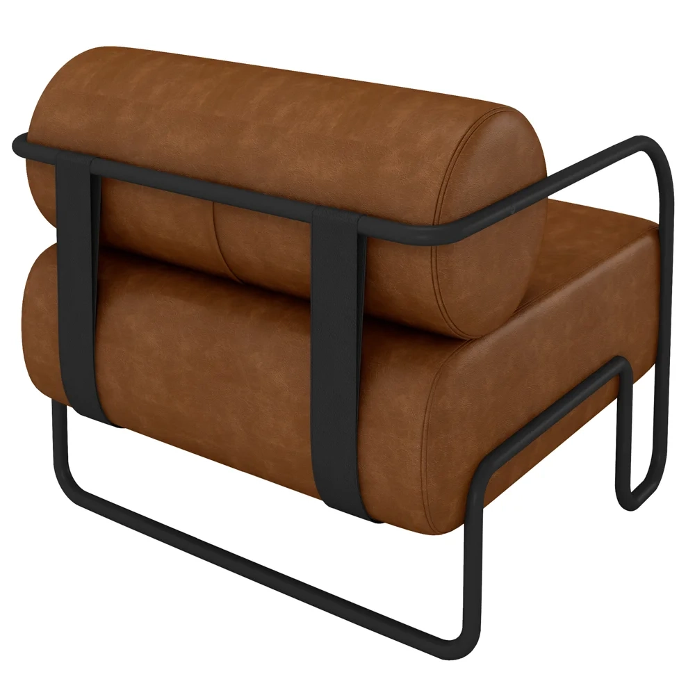 Poltrona Decorativa para Sala Industrial Kira Z08 Sintético Marrom  - Mpozenato