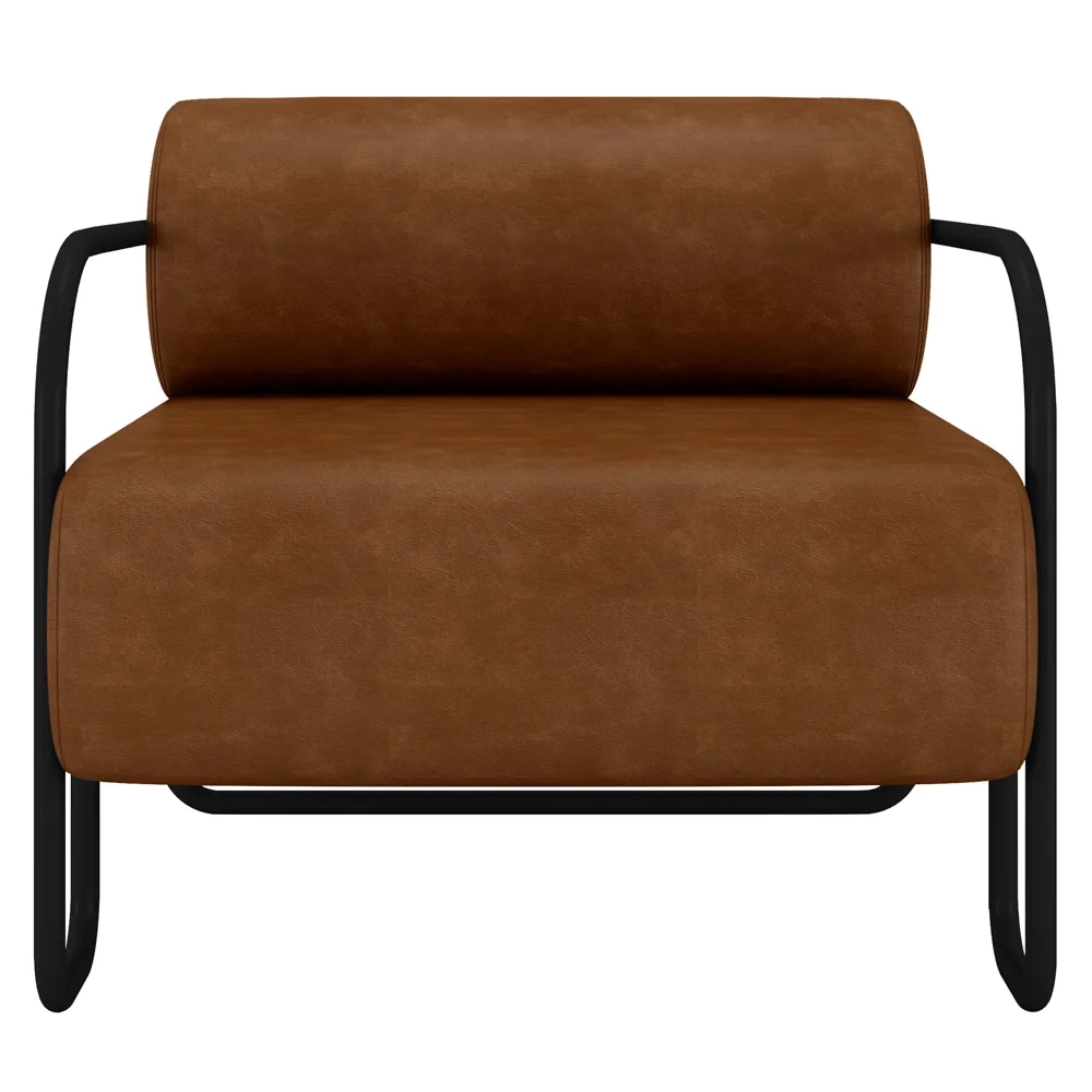 Poltrona Decorativa para Sala Industrial Kira Z08 Sintético Marrom  - Mpozenato