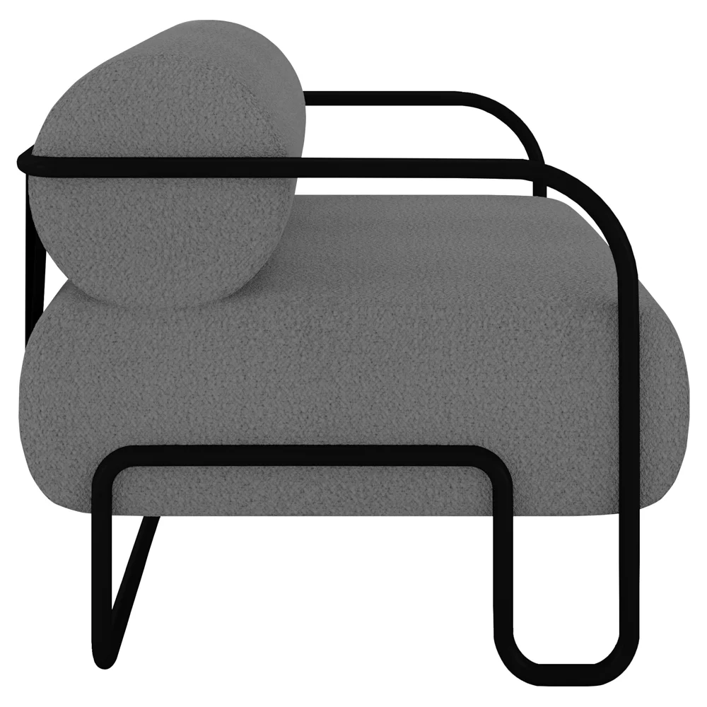 Poltrona Decorativa para Sala Industrial Kira Z08 Boucle Cinza - Mpozenato