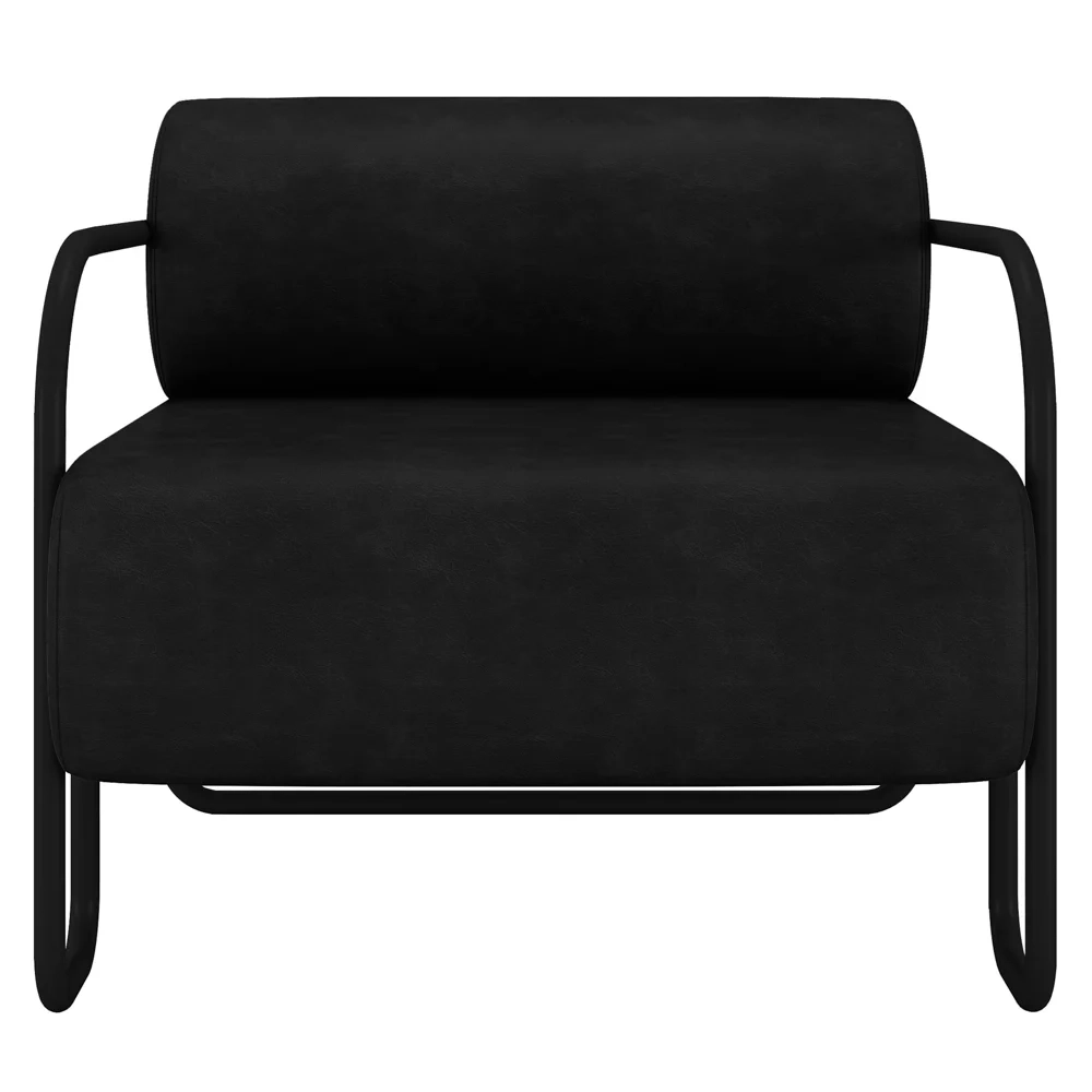 Poltrona Decorativa para Sala Industrial Kira Z08 Sintético Preto - Mpozenato