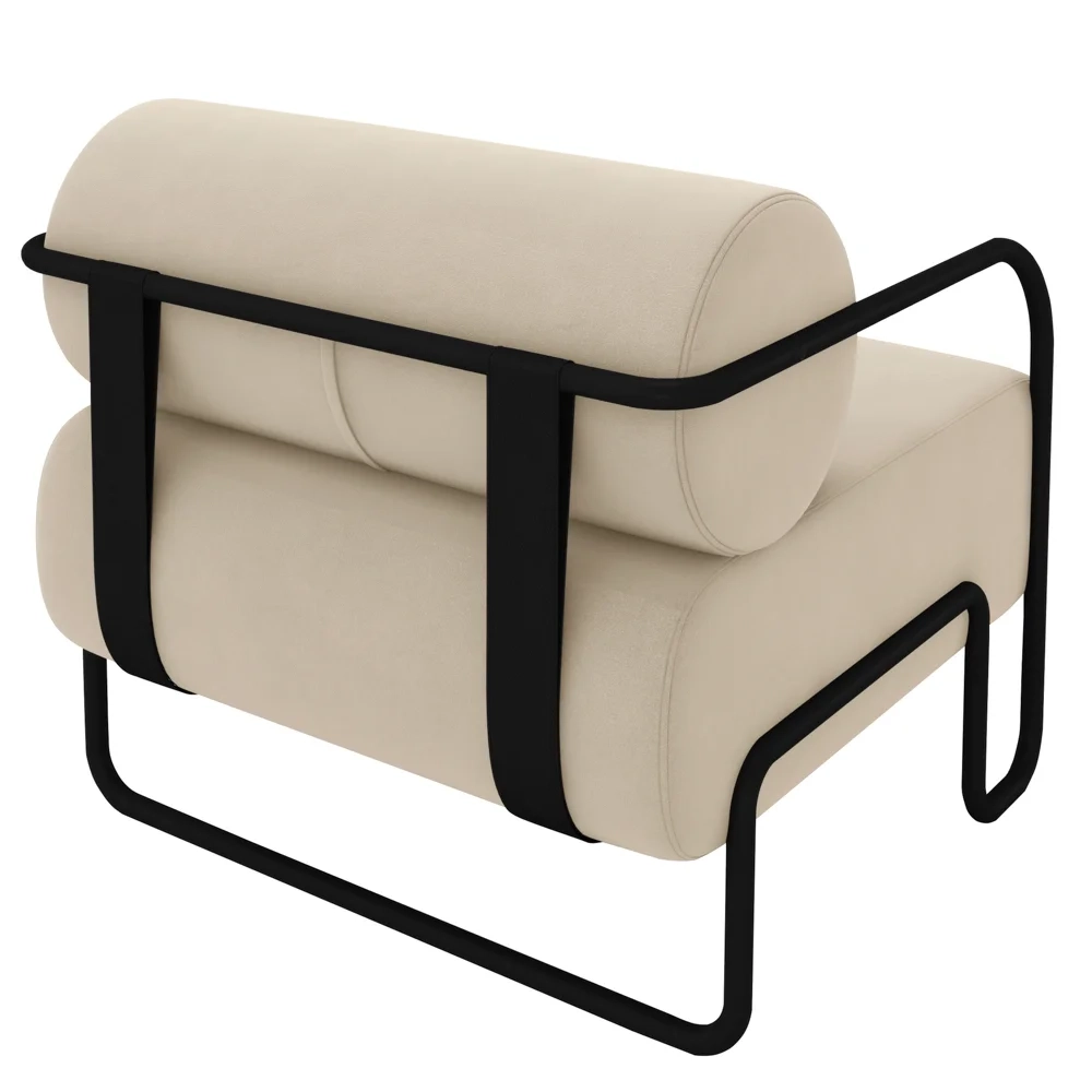 Poltrona Decorativa para Sala Industrial Kira Z08 Veludo Bege - Mpozenato